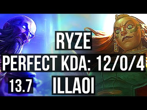 RYZE vs ILLAOI (TOP) | 12/0/4, Legendary, 800+ games | KR Master | 13.7