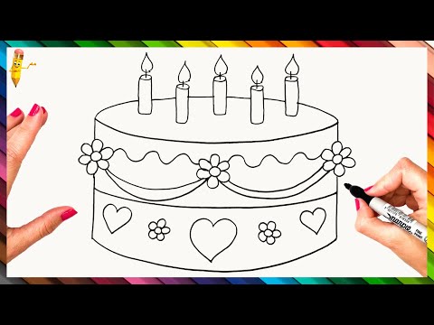 How To Draw A Birthday Cake Step By Step 🎂 Birthday Cake Drawing Easy