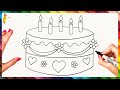How To Draw A Birthday Cake Step By Step Birthday Cake Drawing Easy