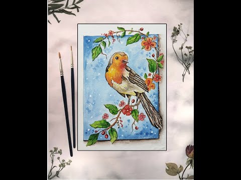 Watercolor Bird Tutorial for Beginners - How to Paint a Small Bird @kadambariartsacademy