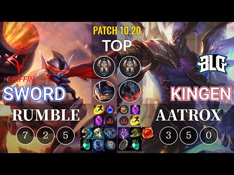 GRF Sword Rumble vs BLG Kingen Aatrox Top - KR Patch 10.20