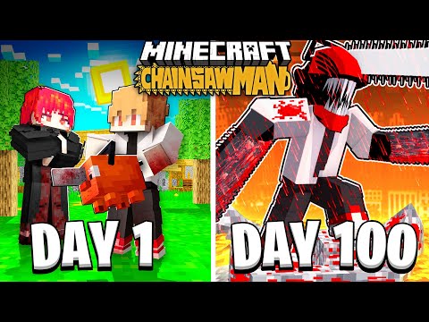 I Survived 100 DAYS as CHAINSAW MAN in HARDCORE Minecraft... Here's What Happened
