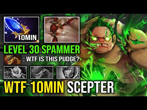 WTF 10Min Scepter Level 30 Pudge Spammer Magnet Hook with Max Heap Strength Counter ALL Dota 2