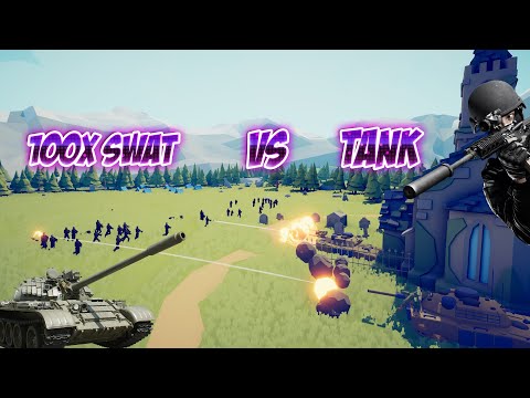 Battle: 100x SWAT vs. TANK - 🌈Totally Accurate Battle Simulator TABS