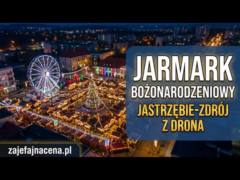 Jarmark Bożonarodzeniowy 2025 – Jastrzębie-Zdrój z drona | Wieczorne ujęcia 4K