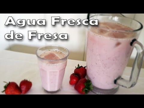 Receta de Como Hacer Agua Fresca de Fresa | Agua Natural de Fresas con Leche | Cremosa y Refrescante