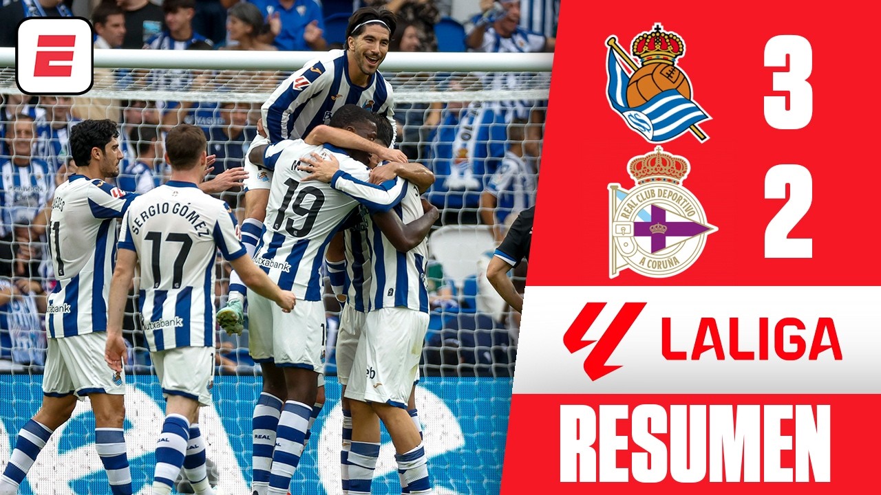LA REAL SOCIEDAD le ganó 3-2 al DEPORTIVO con goles de Jon Martín, Zakharyan y Guedes | La Liga