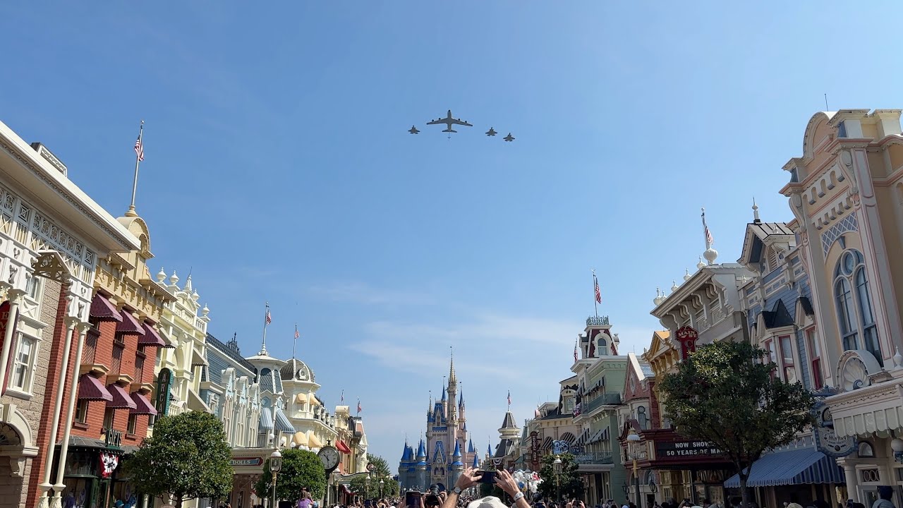 F-35 Lightning II stealth aircraft in U.S. Air Force special flyover at Walt Disney World