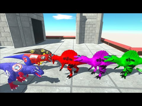 HULK MOSASAURUS VS 3X BUMBLEBEE SPINOSAURUS VS GREEN LANTERN GORO - Animal Revolt Battle Simulator