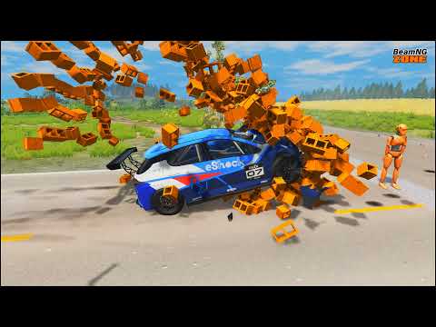 Cars vs Brick Walls  – BeamNG Drive Crash Zone #1