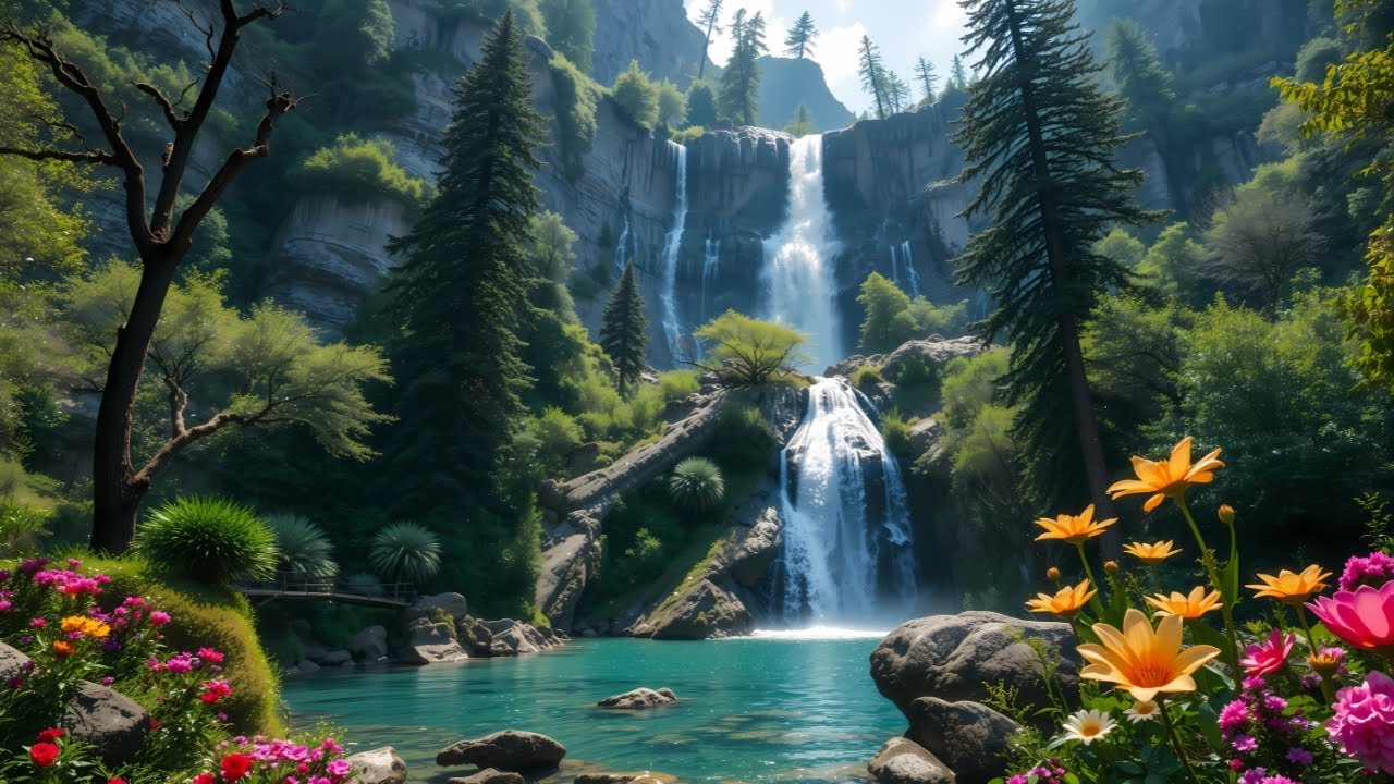Relaxing Piano with Waterfall Sounds | Deep Sleep & Stress Relief Music