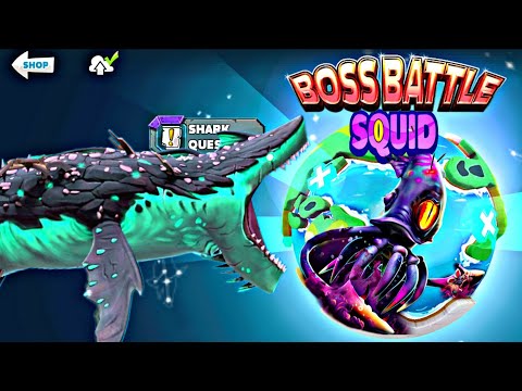 Squid Boss Battle Hungry Shark World | New Undersharker Vs Giant Colossal Squid Boss