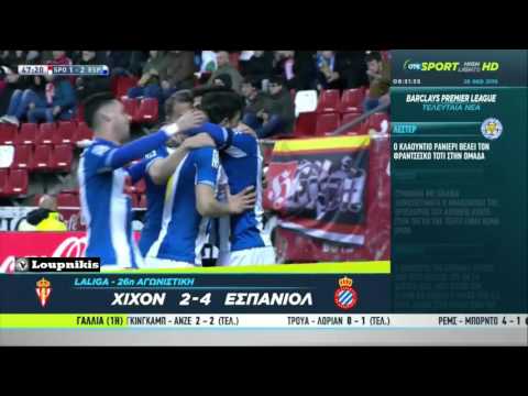 Sporting de Gijón vs RCD Espanyol 2-4 All Goals and Highlights {27/2/2016}