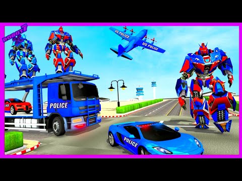 US Police Robot Car Transporter Police Plane Game Android gameplay