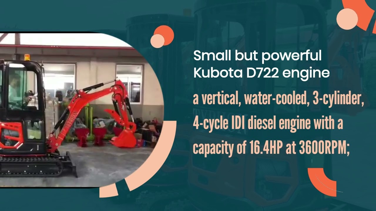 TYPHON 18 FLEX 4,000 lbs Mini Excavator EPA Kubota Diesel Engine with Boom Swing