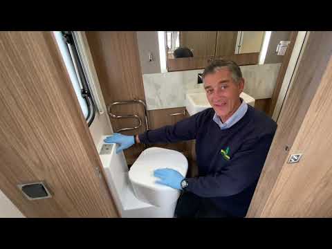 Dometic toilet demonstration in a 2018 Coachman
