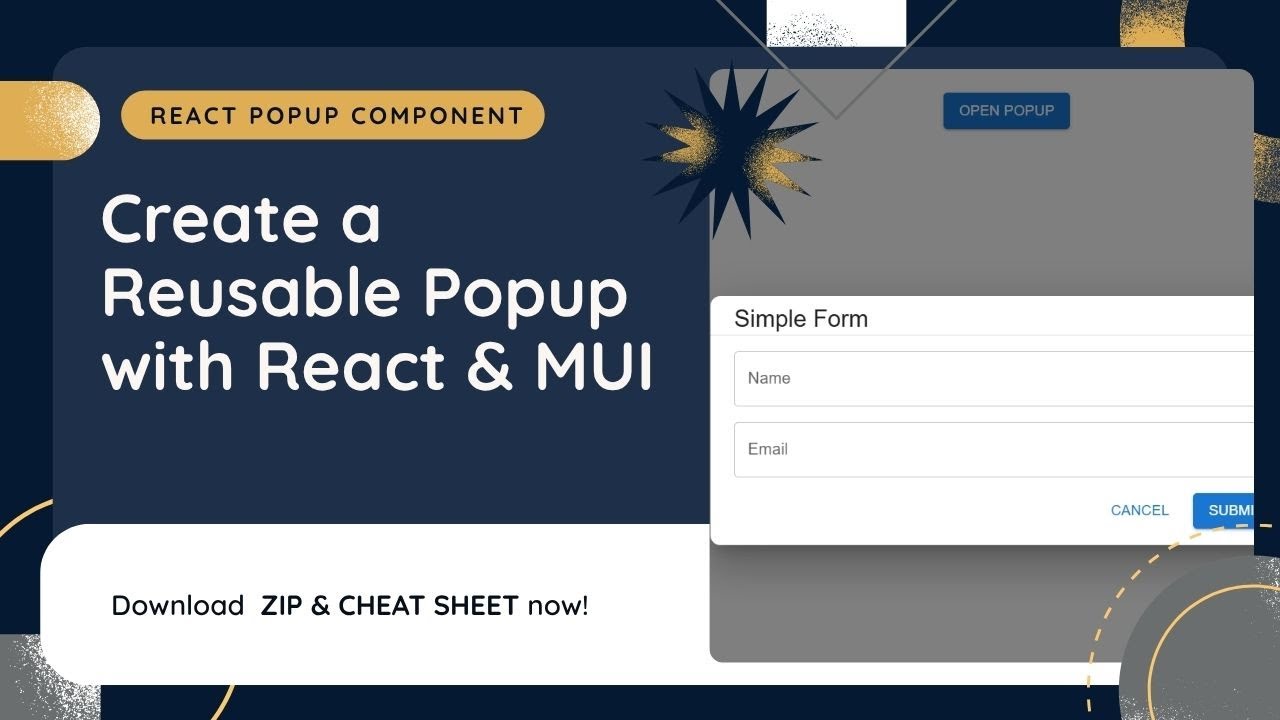 Reusable React Popup Component Tutorial + Download (ZIP + PDF) | Get the Code & Cheatsheet