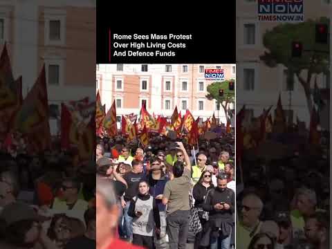 Rome Protest: Thousands Rally Against Living Costs And Military Spending #shorts