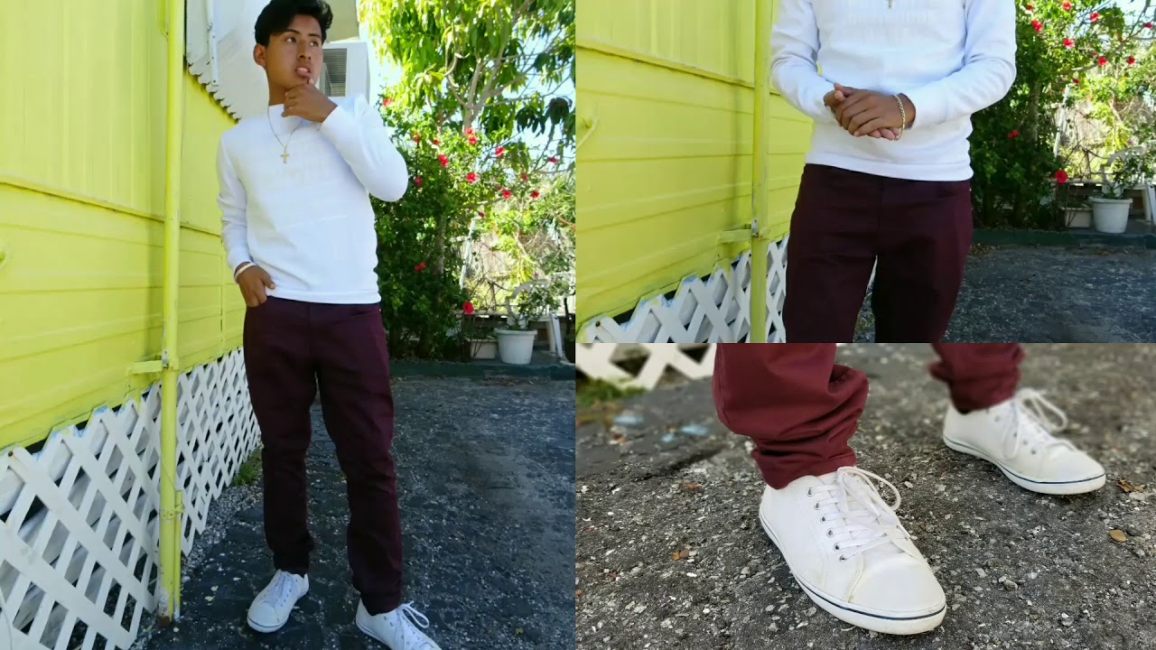 How to wear burgundy pants.