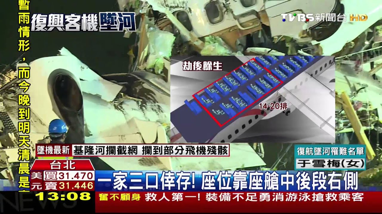 ​復興客機墜河／機尾受損輕！　復航生還者集中後段座位