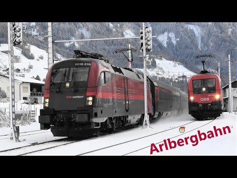 ❄🏔Arlbergbahn: Güterzug lässt Railjet den Vorrang & Güterzug mit RH1144 mit🎺 MAKRO
