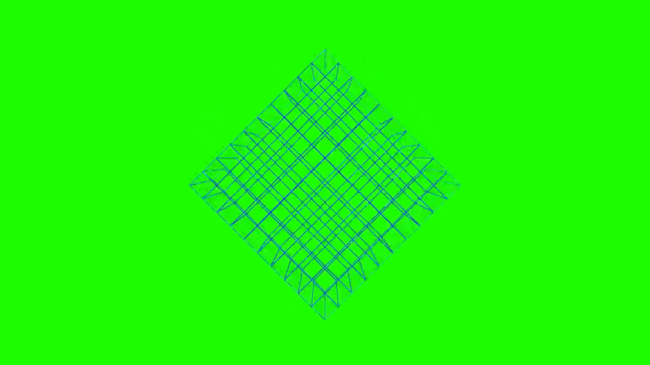 Transparent Vector Grid Cube Rotating   Green Screen Animation