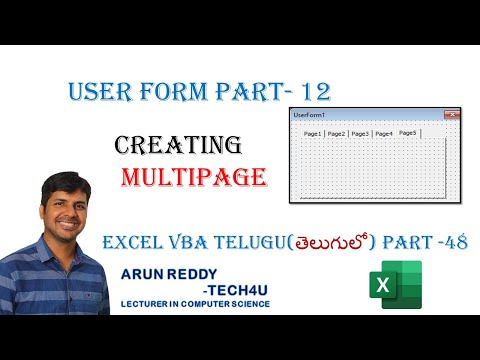 EXCEL VBA TELUGU PART - 48 || EXCEL VBA USER FORM MULTIPAGE IN TELUGU || VBA MULTIPAGE IN TELUGU ||