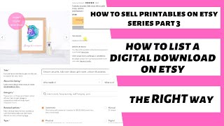 HOW TO LIST A DIGITAL DOWNLOAD ON ETSY,  PASSIVE INCOME ON ETSY - SELLING PRINTABLES ON ETSY