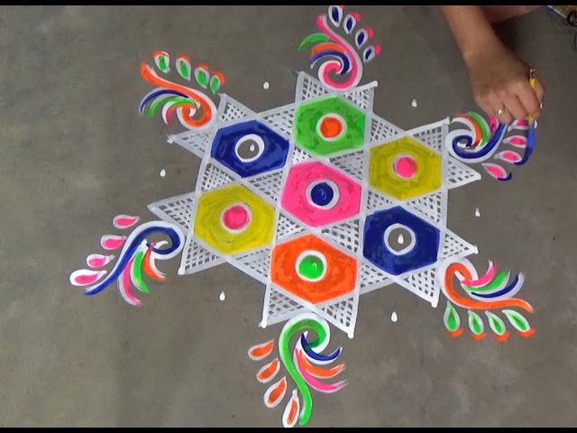 Easy chowk purana rangoli design with stars by art gallery
