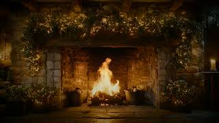 Rustic Yule Fireplace | Crackling Fire & Winter Wind Sounds | Cosy Solstice Ambience