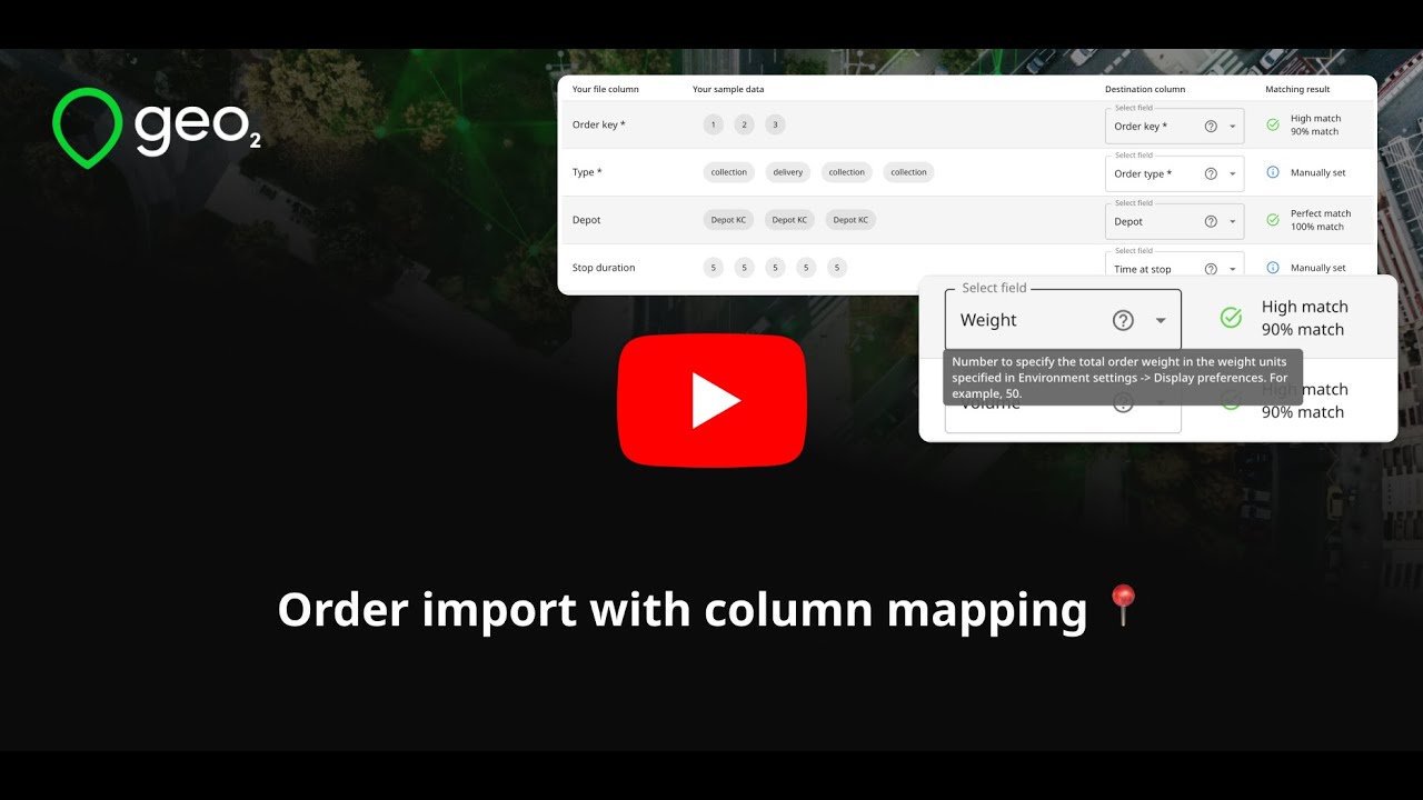 Geo2 Hub: Order Import with Column Mapping 📍