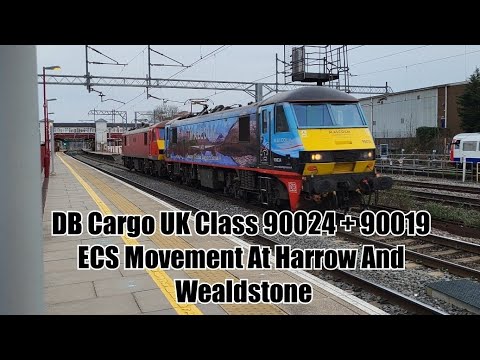 DB Cargo UK Class 90024 + 90019 ECS Movement At Harrow And Wealdstone