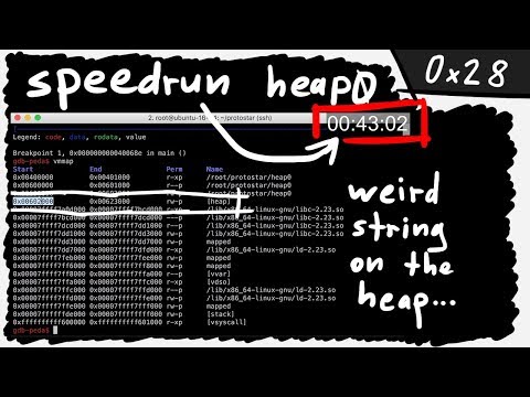 heap0 exploit speedrun & weird ASCII string on the Heap - bin 0x28