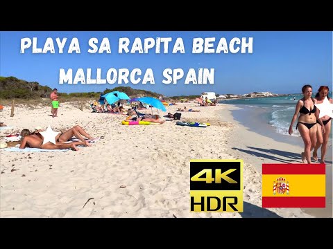 MALLORCA, Playa Sa Rapita Beach in August Walk beach in 4k // Best Beaches in Spain 2021