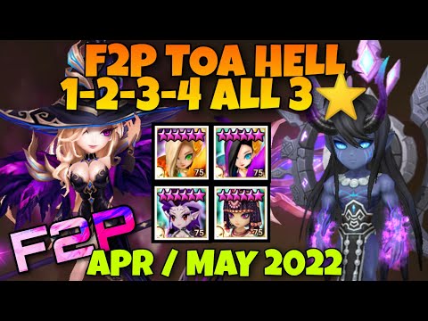 F2P TOA HELL APRIL / MAY 2022 STAGE 1 SEARA - 2 GIANA - 3 CRAKA & 4 NEPHTHYS SUMMONERS WAR