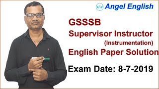 GSSSB Supervisor Instructor- Instrumentation | English Paper Answer Keys (8-7-2019) | by Kishan Sir