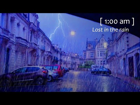 [3HOURS]ASMR WALKING IN HEAVY RAIN THUNDERSTORM at Night No ADS | relaxing ASMR Rain for sleeping