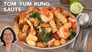 Tom Yum Kung Sec | Crevettes Et Fruits De Mer Sautes Thais | Express Avec Pate Toute Prete