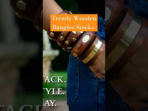 Brass brown touchwood wooden bangles stacks