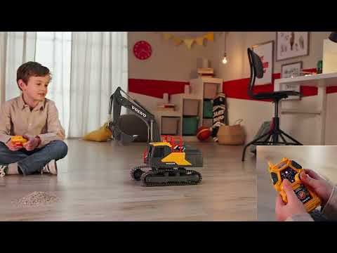 Excavator Dickie Toys Volvo Mining Excavator 60 cm cu telecomanda, lumini si sunete gri