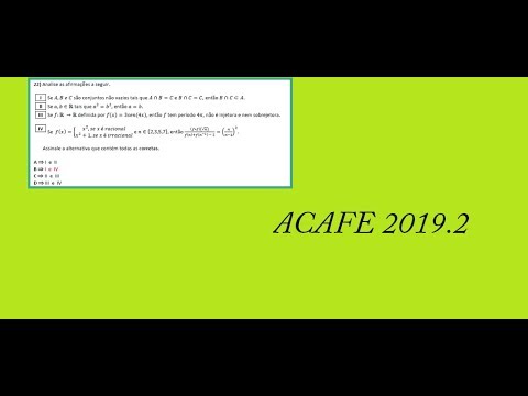 ACAFE 2019.2 QUESTAO 22 MATEMATICA