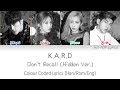 KARD (카드) - Don't Recall (Hidden Version) Colour Coded Lyrics