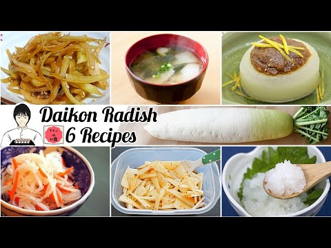 6 Recipes of Daikon Radish!(Japanese white radish)Oden,Kinpira,Namasu,Miso soup etc...大根の6個のレシピ