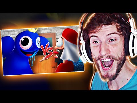 Azul Babão do Roblox (Rainbow Friends) Vs. Mussoumano - Batalha com Games (Animado) | React