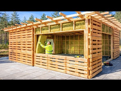 Man Builds Garage with Wood Pallets | Full Build by @normalguydoesitall