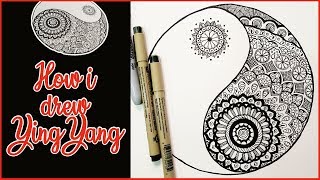 How to draw Yin yang | Mandala and Zentangle drawing