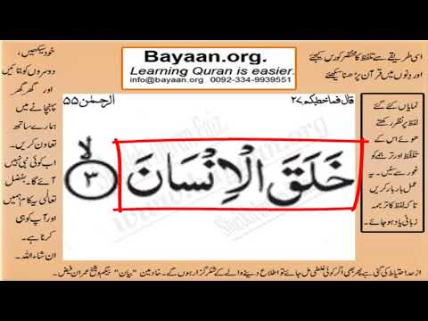 Learn Quran in Urdu translation word by word learning,Surah 055 Ayat 03   2