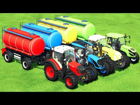 FENDT vs VALTRA vs RIGITRAC vs ISEKI TRACTORS & FUEL TANKS PARKOUR - Farming Simulator 22