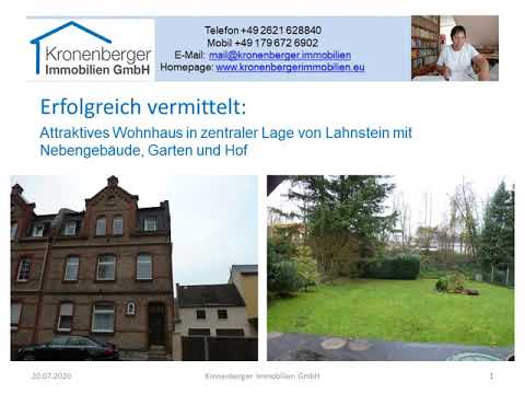 Attraktives Wohnhaus, zentrale Lage von Lahnstein mit Nebengebäude, Garten - Erfolgreich vermittelt!