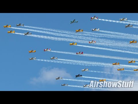 Mass Warbird Trainer Formations - EAA AirVenture Oshkosh 2019